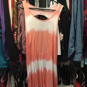 Lush high low tie dye coral and beige/white dress.